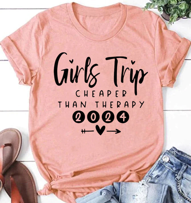 T-shirt à slogan pour femme avec lettre de voyage Pretty Girl Print