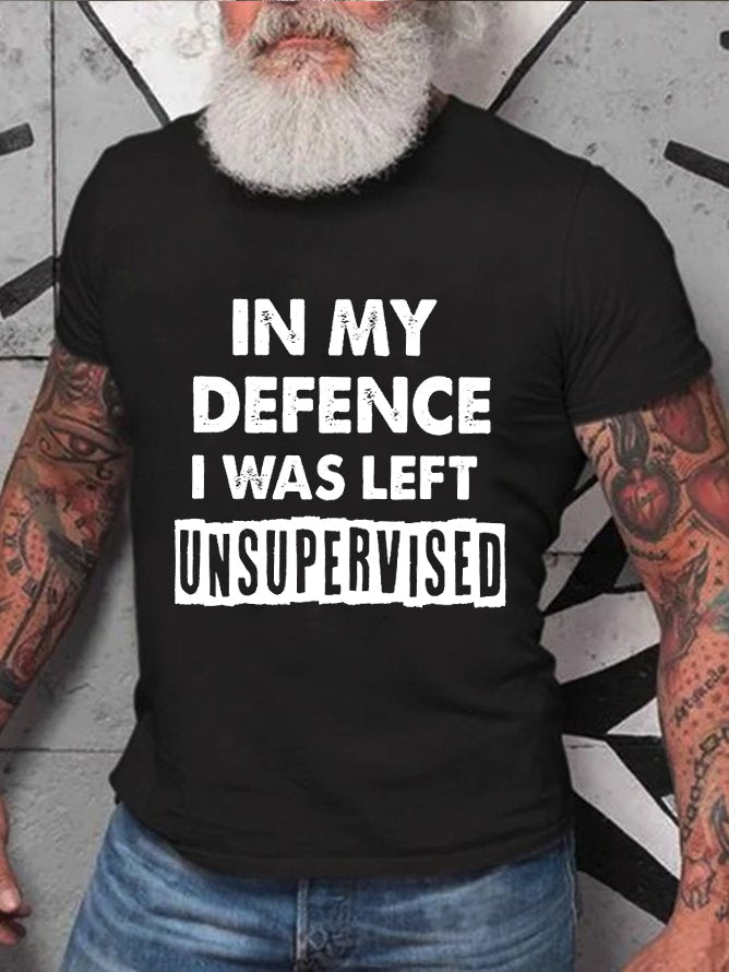 T-shirt avec slogan imprimé pour ma défense, j'ai été laissé pour hommes