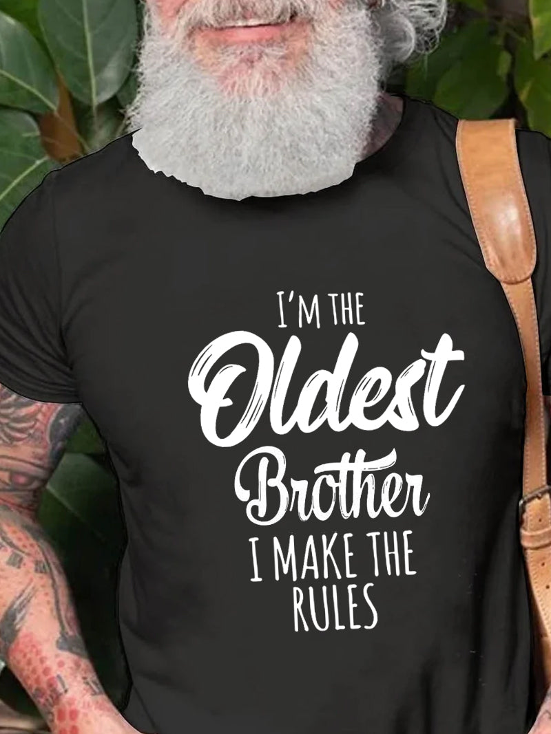 Je suis le plus vieux frère imprimé T-shirt avec slogan pour hommes