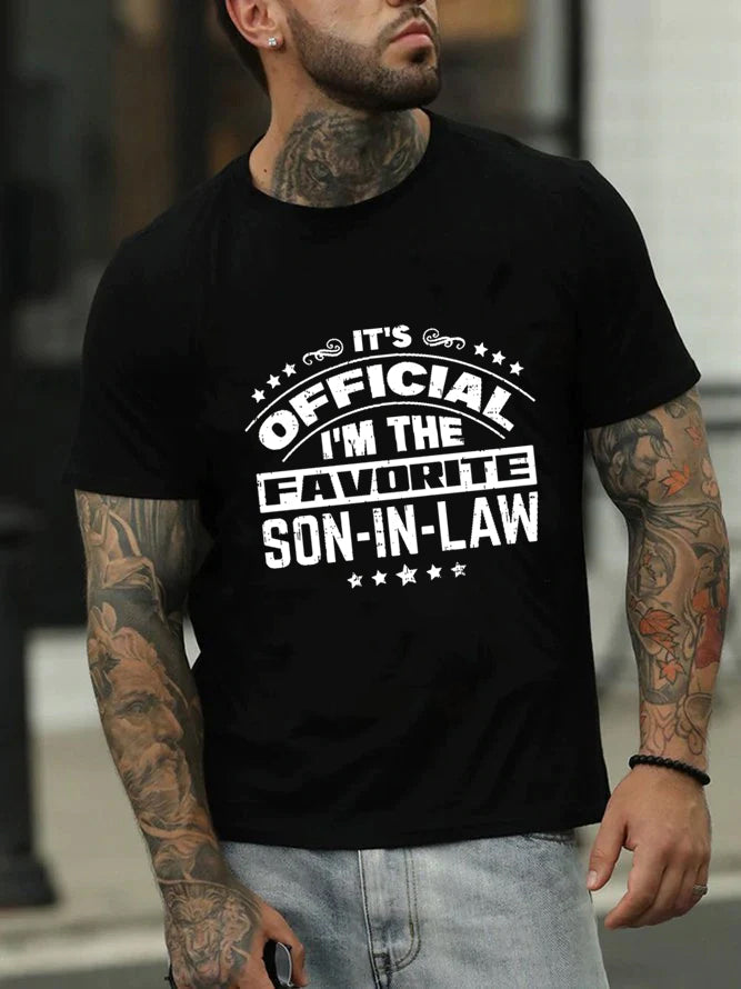 C'est officiel, je suis le gendre préféré imprimé T-Shirt avec slogan pour hommes
