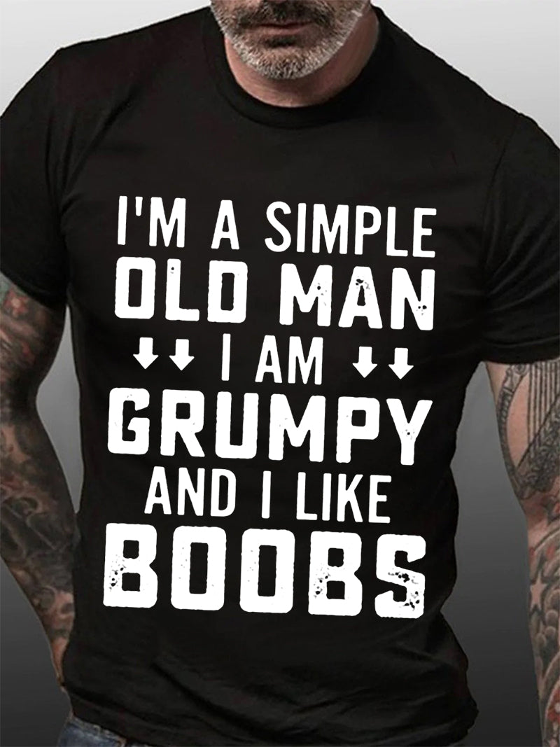 Je suis un simple vieil homme imprimé T-shirt avec slogan pour hommes