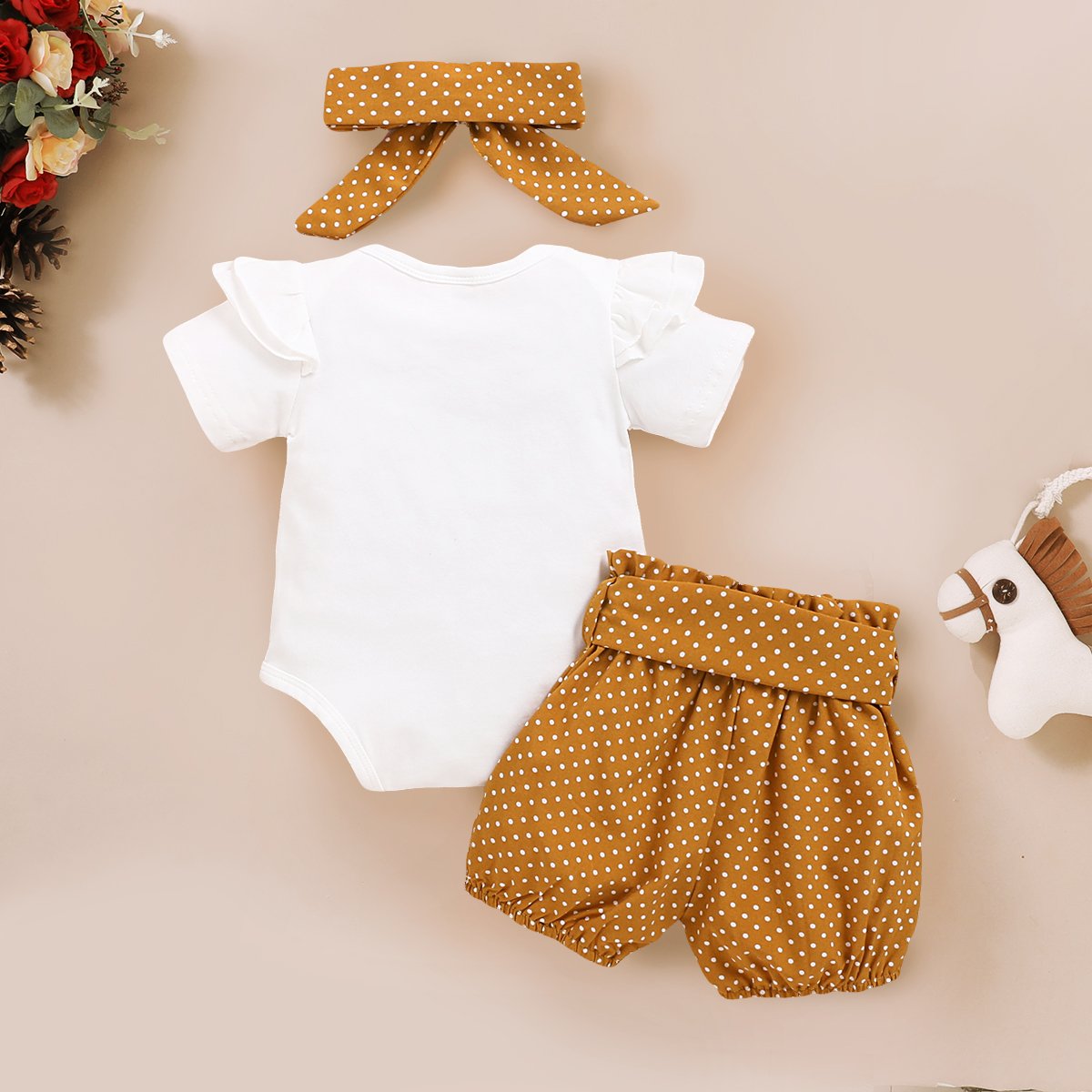 "Isn't she lovely" Polka Dots Printed Baby Set