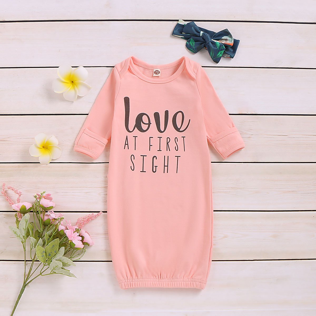 Baby NewBorn Love at first Sight Floral Print Pajamas and Headband