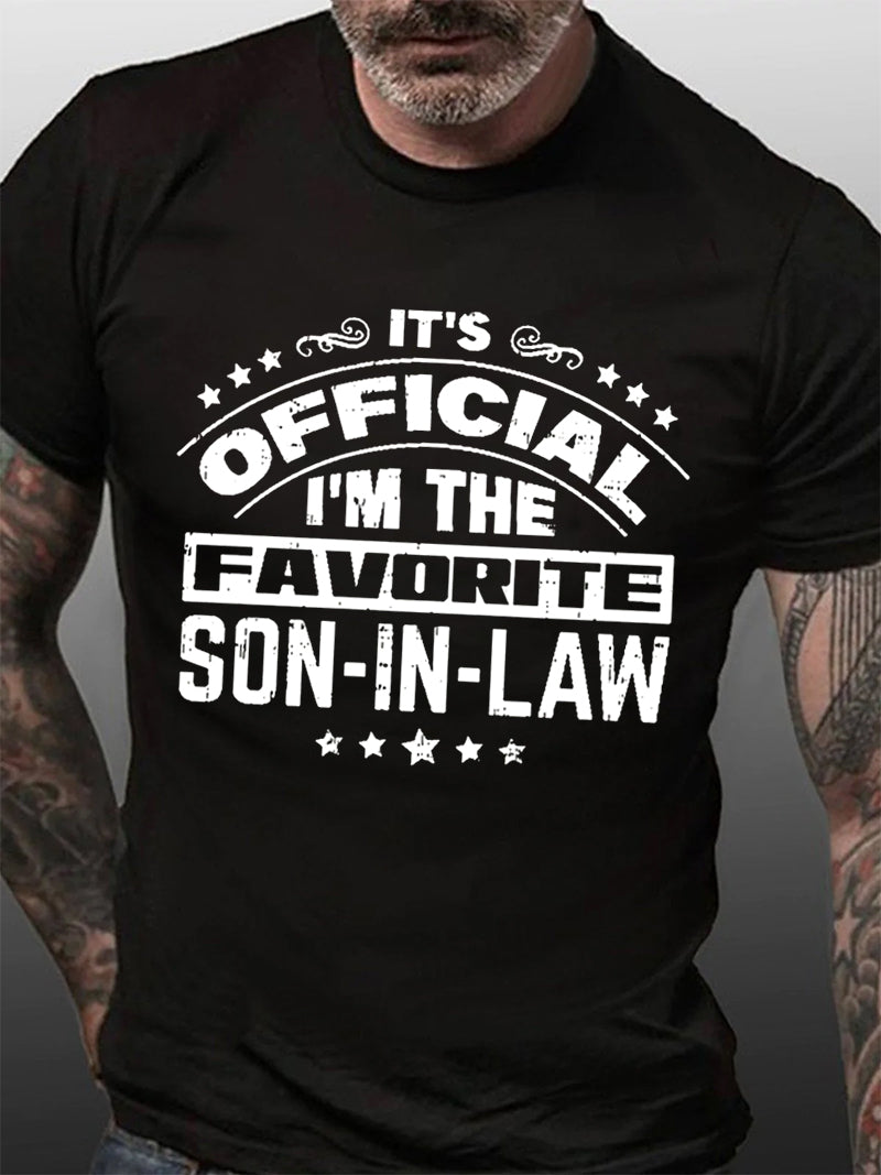 C'est officiel, je suis le gendre préféré imprimé T-Shirt avec slogan pour hommes