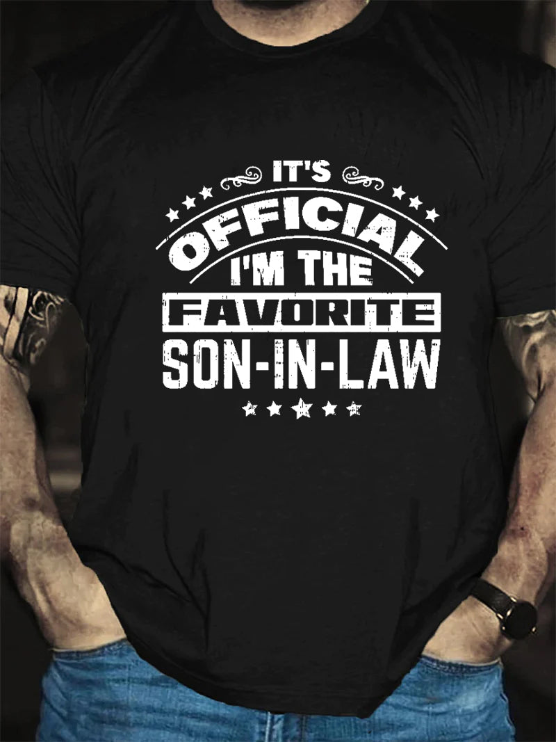 C'est officiel, je suis le gendre préféré imprimé T-Shirt avec slogan pour hommes