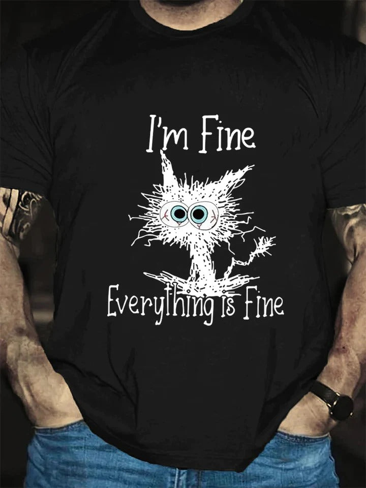 Je vais bien, tout va bien, t-shirt avec slogan imprimé pour hommes