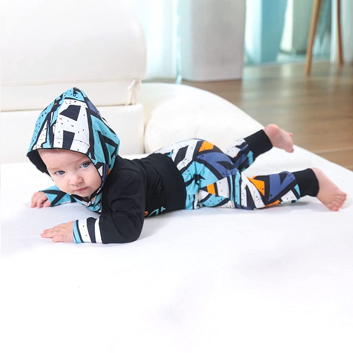 Ensemble à capuche 2 pièces "Daddy's Little Dude" avec lettre imprimée pour bébé garçon