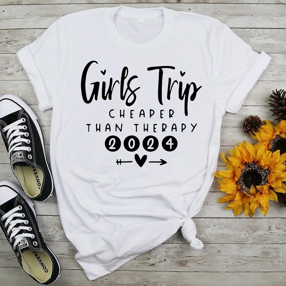 T-shirt à slogan pour femme avec lettre de voyage Pretty Girl Print