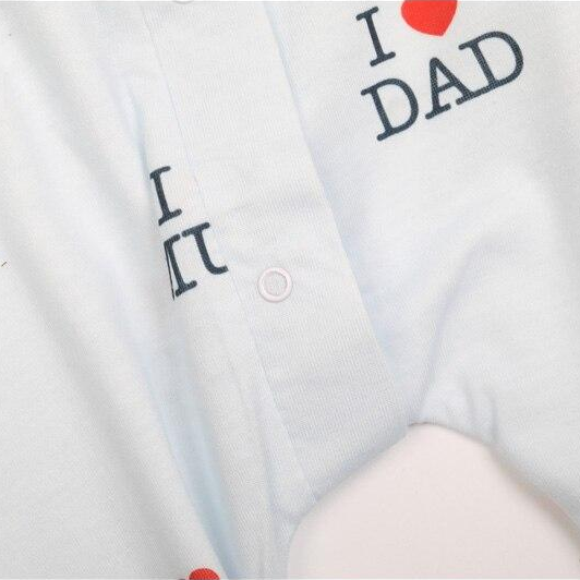 Combinaison bébé à manches longues imprimée "I Love DAD MUM" avec jolies lettres unies