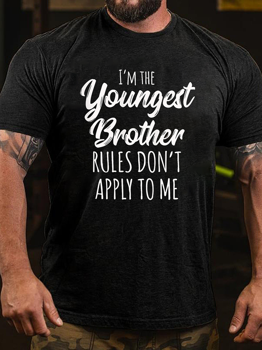 Je suis le plus jeune frère imprimé T-shirt avec slogan pour hommes