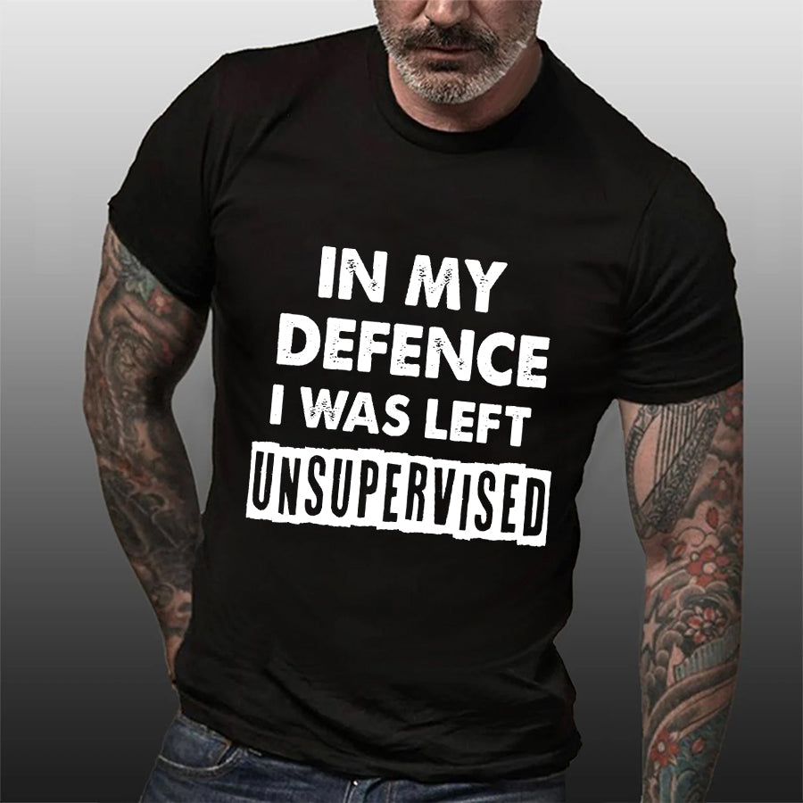 T-shirt avec slogan imprimé pour ma défense, j'ai été laissé pour hommes