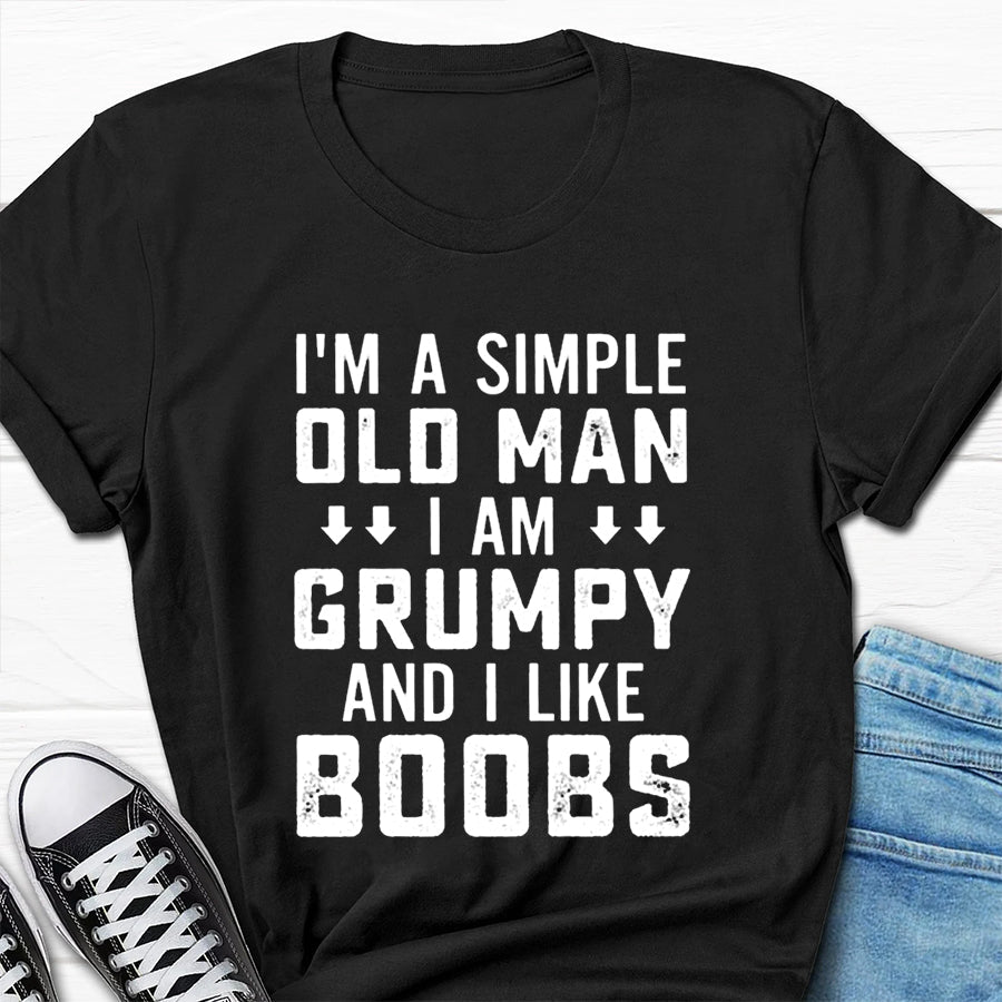 Je suis un simple vieil homme imprimé T-shirt avec slogan pour hommes