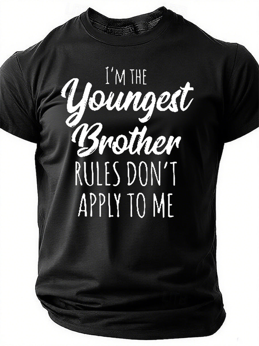Je suis le plus jeune frère imprimé T-shirt avec slogan pour hommes 