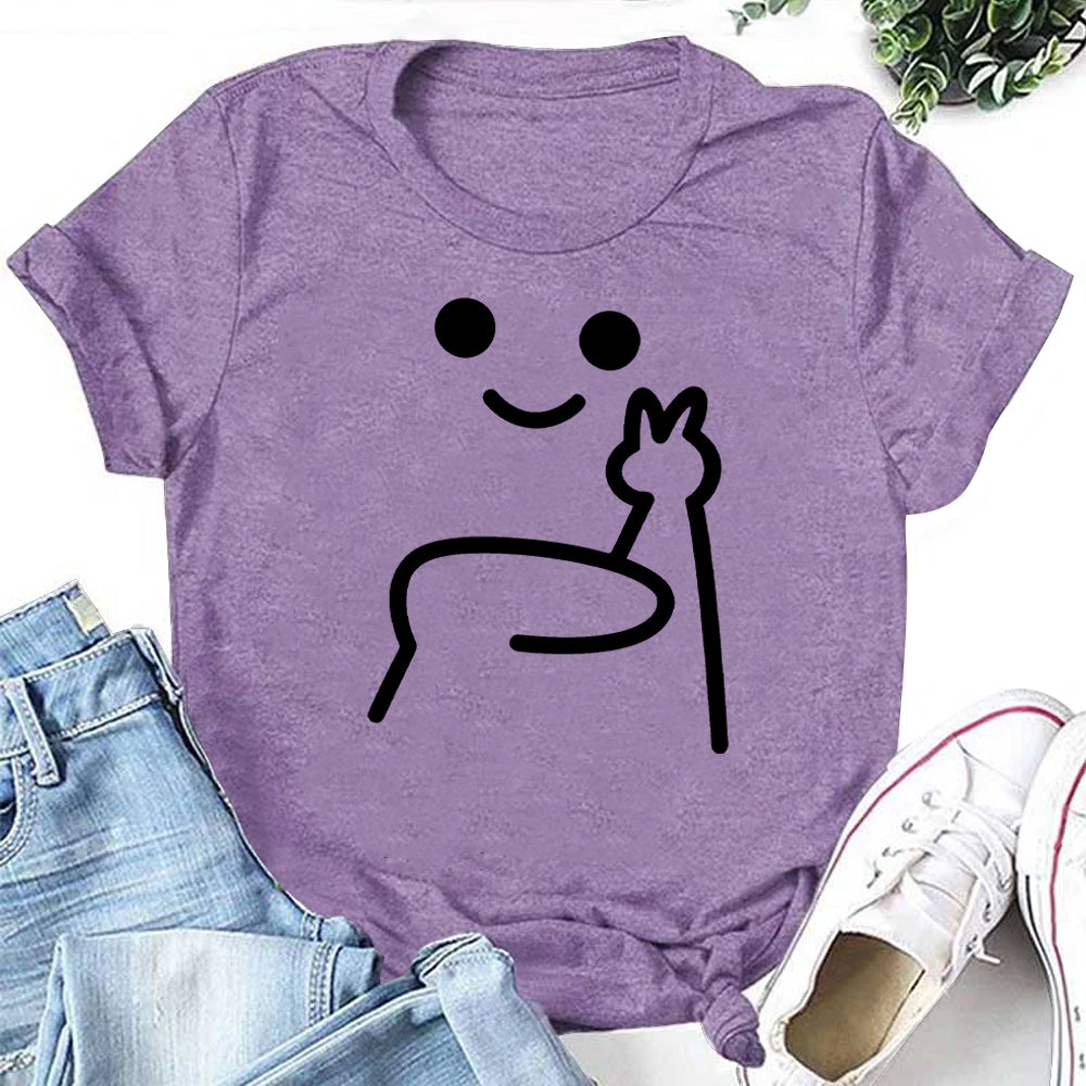 Cute Little Stick Figure Print Women Slogan T-Shirt
