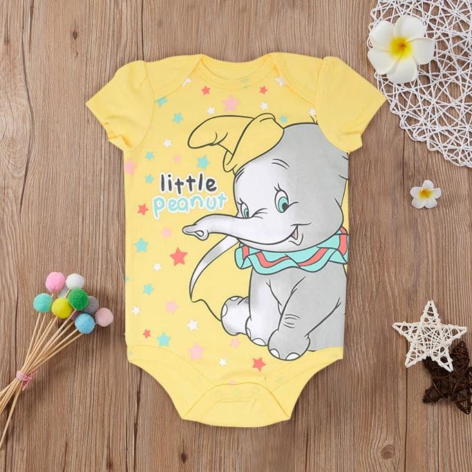 Barboteuse pour bébé à imprimé adorable petit éléphant cacahuète