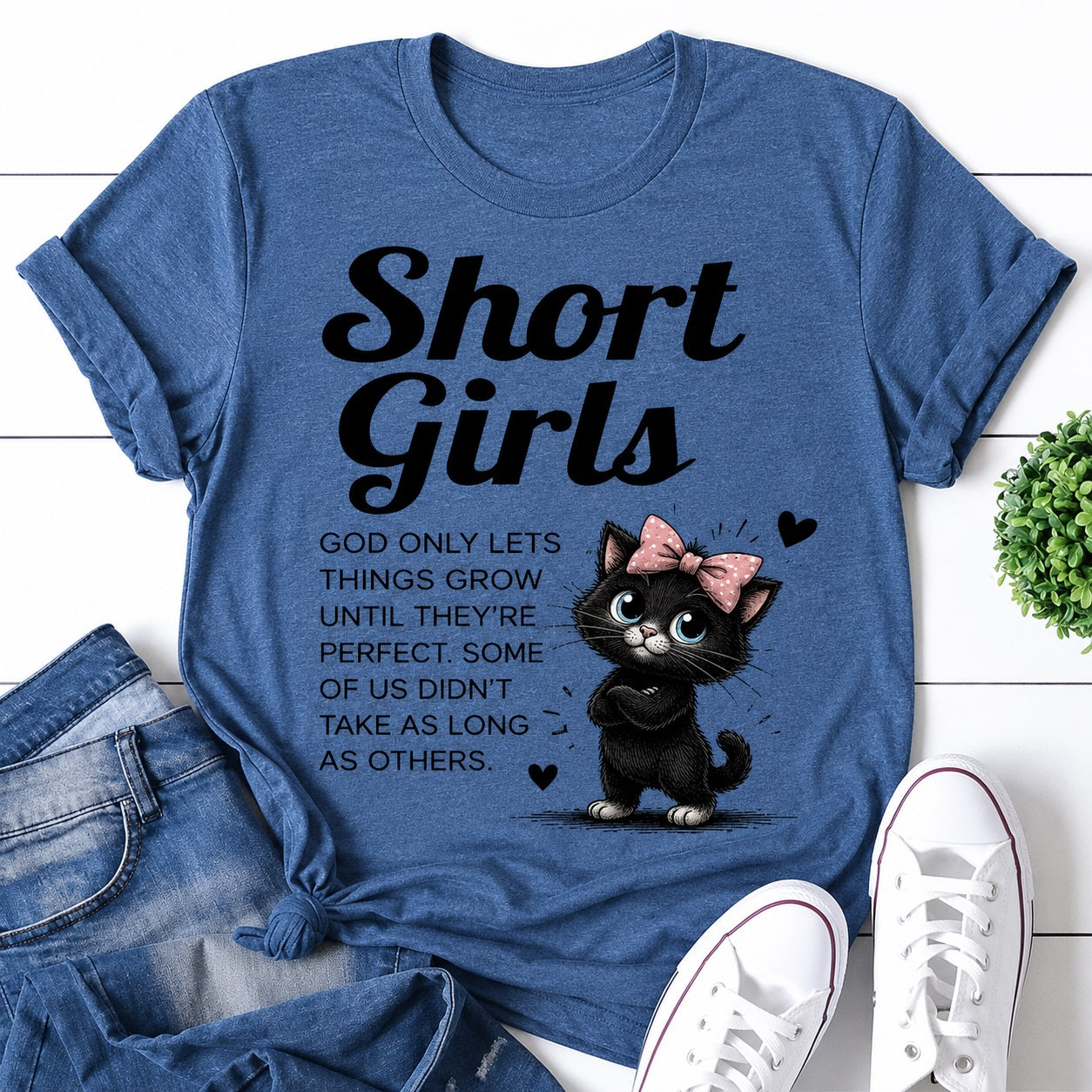 Short Girls Cat Print Women Slogan T-Shirt