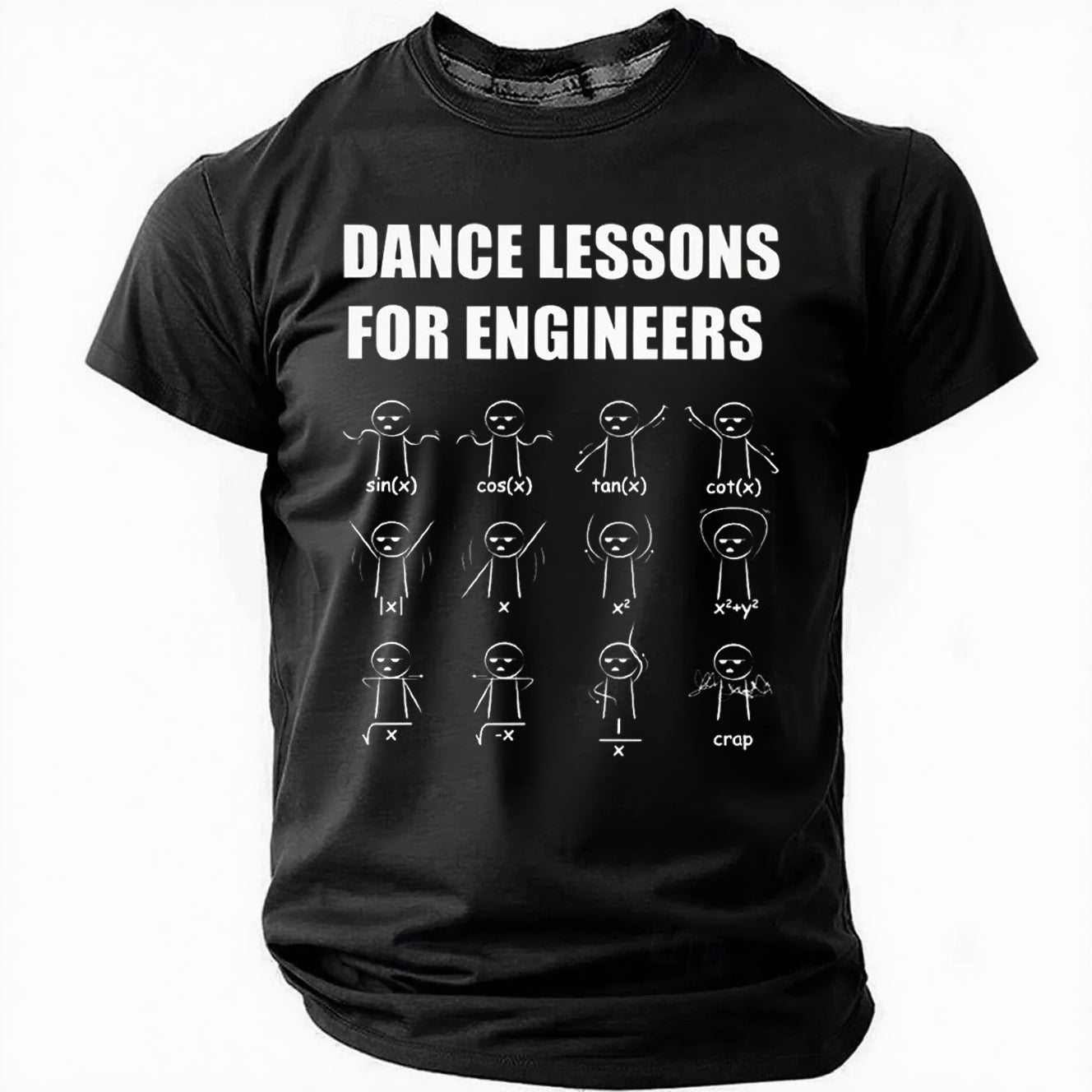Men's Funny Dance Lessons For Engineers Graphic Printing Loose Cotton Casual Text Letters T-Shirt