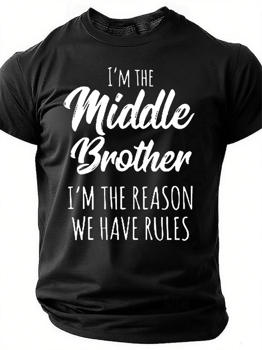 Je suis le frère du milieu imprimé T-Shirt avec slogan pour hommes