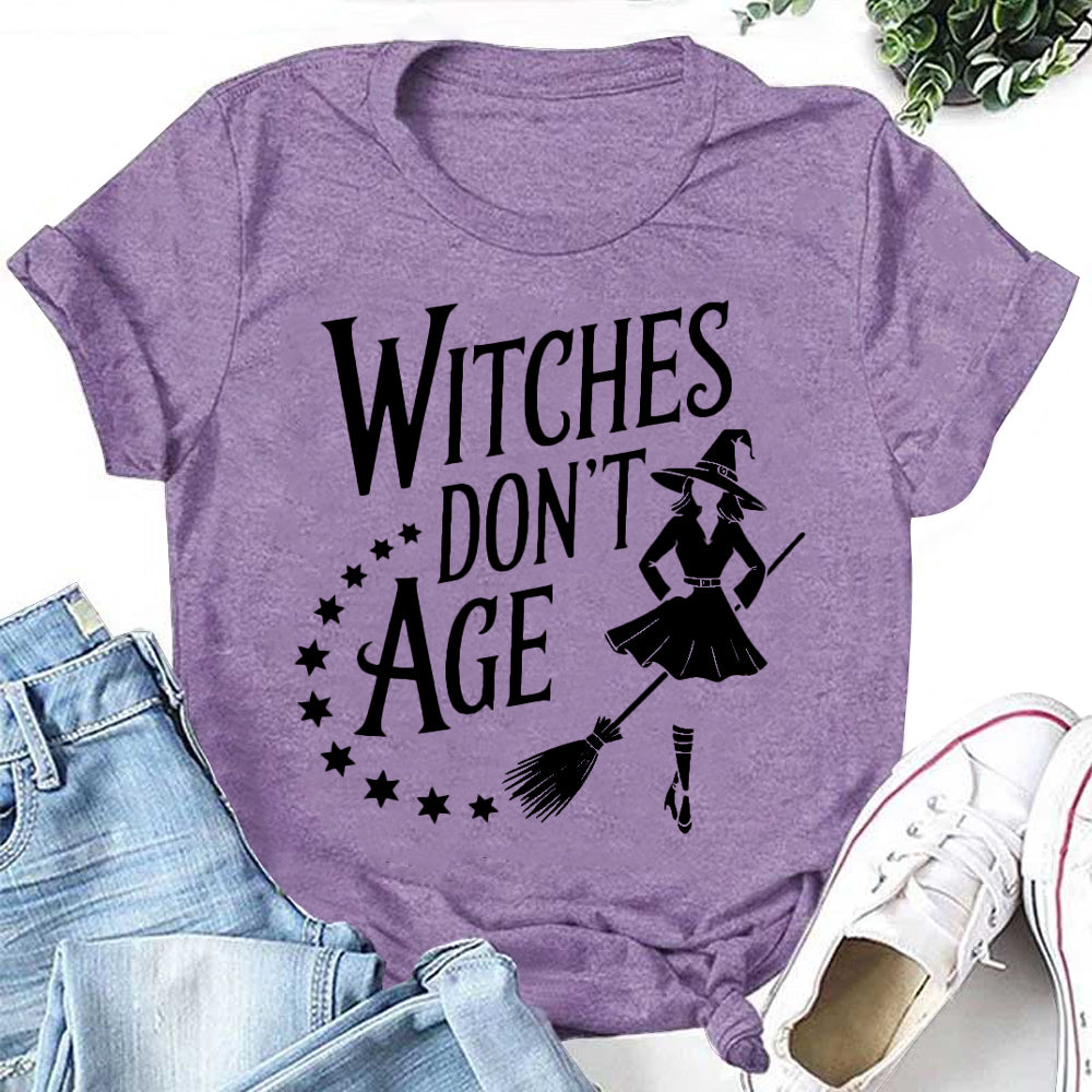 WITCHES DON'T AGE Letter Print Women Slogan T-Shirt