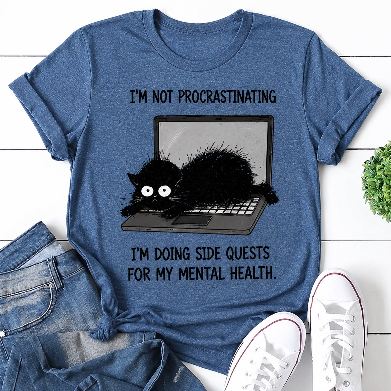 I'm Not Procrastinating Cat Print Women Slogan T-Shirt