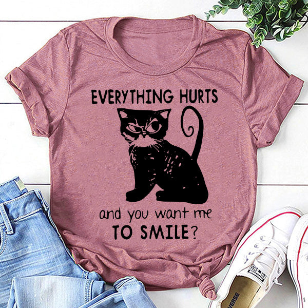 Everything Hurts Print Women Slogan Plus Size T-shirt