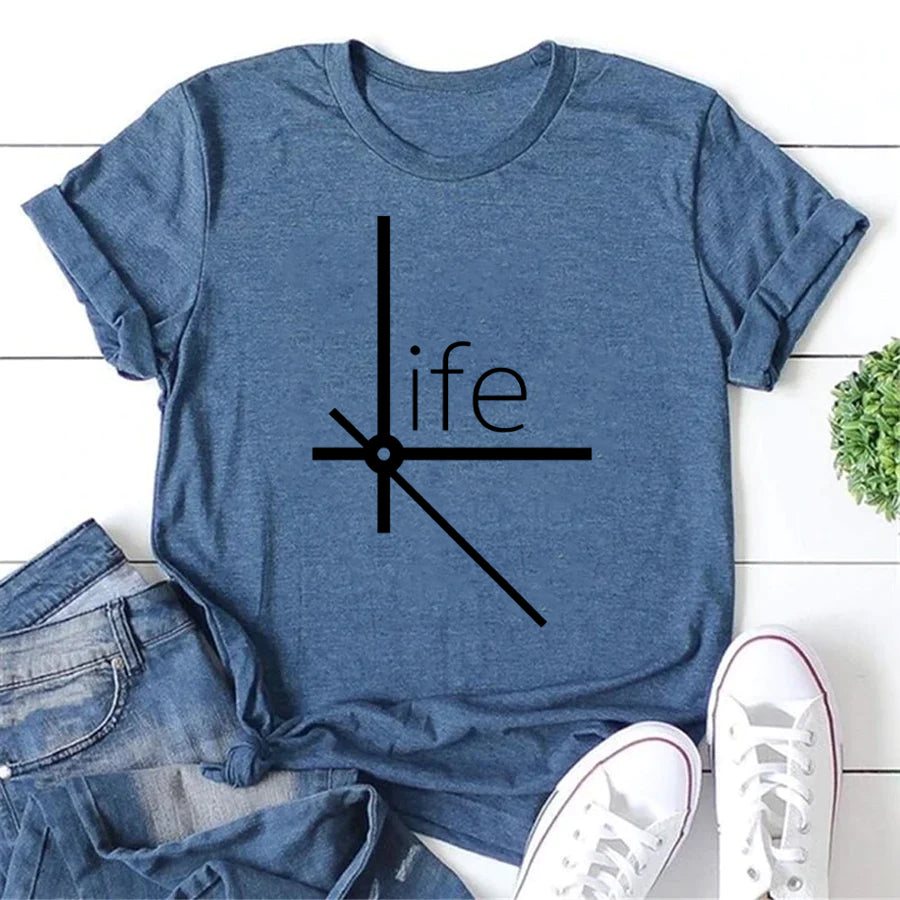 Life Letter Print Women Slogan T-Shirt