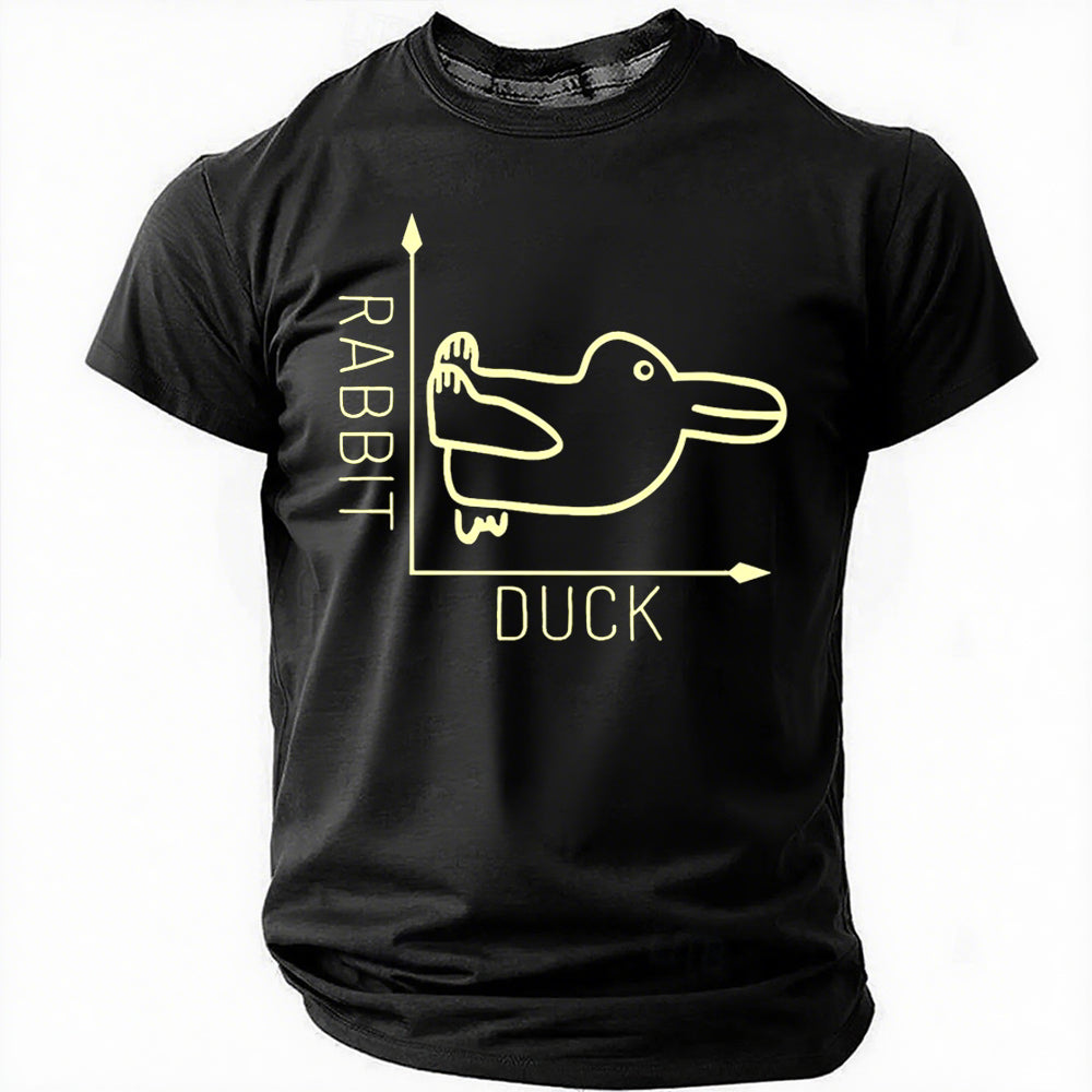 T-shirt à slogan pour hommes imprimé lapin et canard 