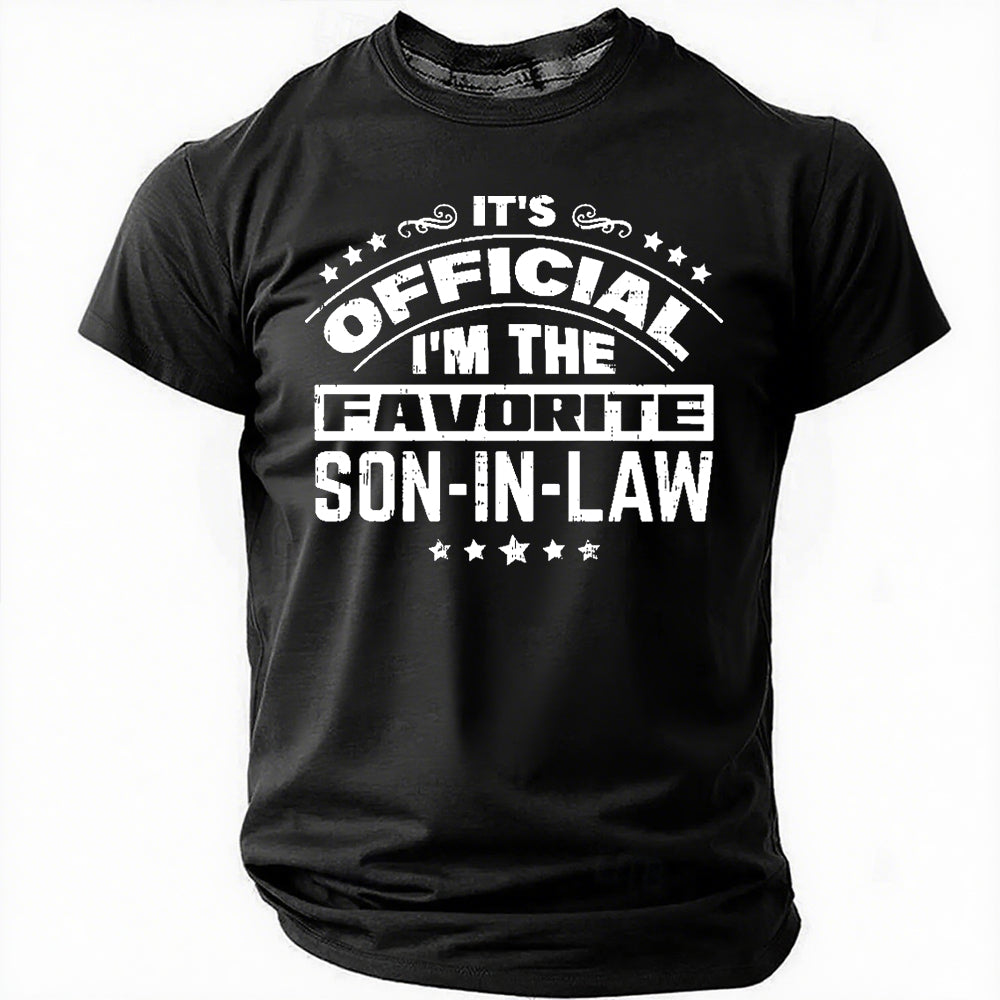 C'est officiel, je suis le gendre préféré imprimé T-Shirt avec slogan pour hommes 