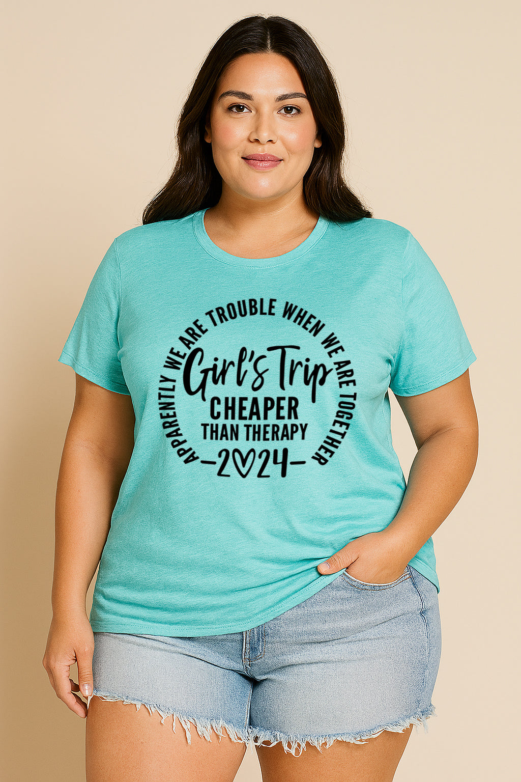 Girl's Trip 2024 Cheaper Letter Print Women Slogan T-Shirt