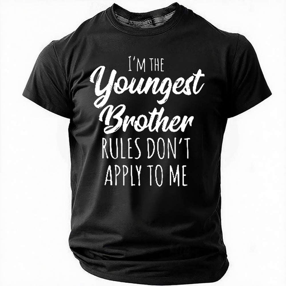 Je suis le plus jeune frère imprimé T-shirt avec slogan pour hommes 