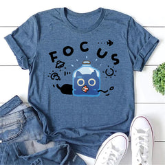 Cute Focus Bottle Cat Print Women Slogan T-Shirt