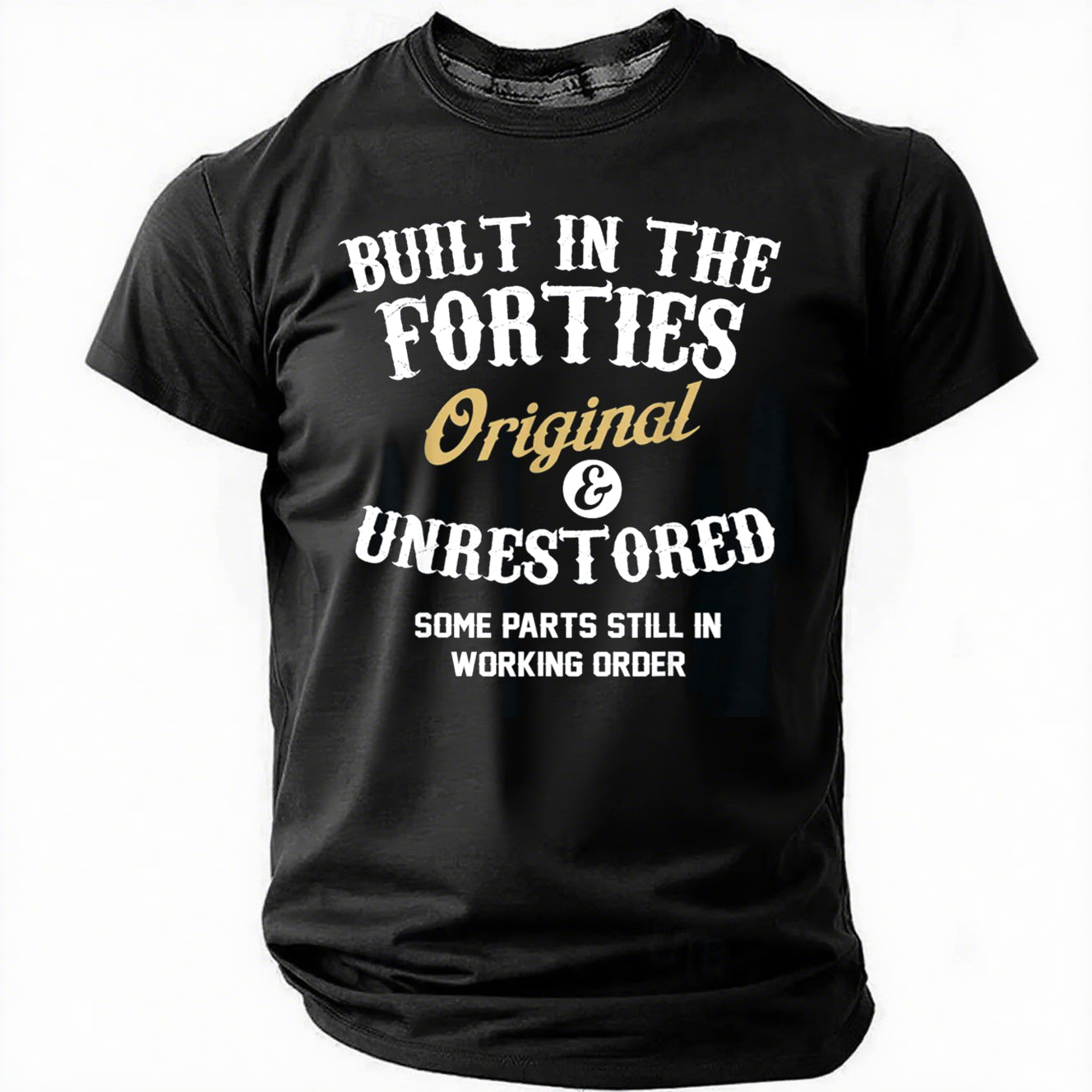 T-shirt avec slogan imprimé pour hommes construit dans les années 40