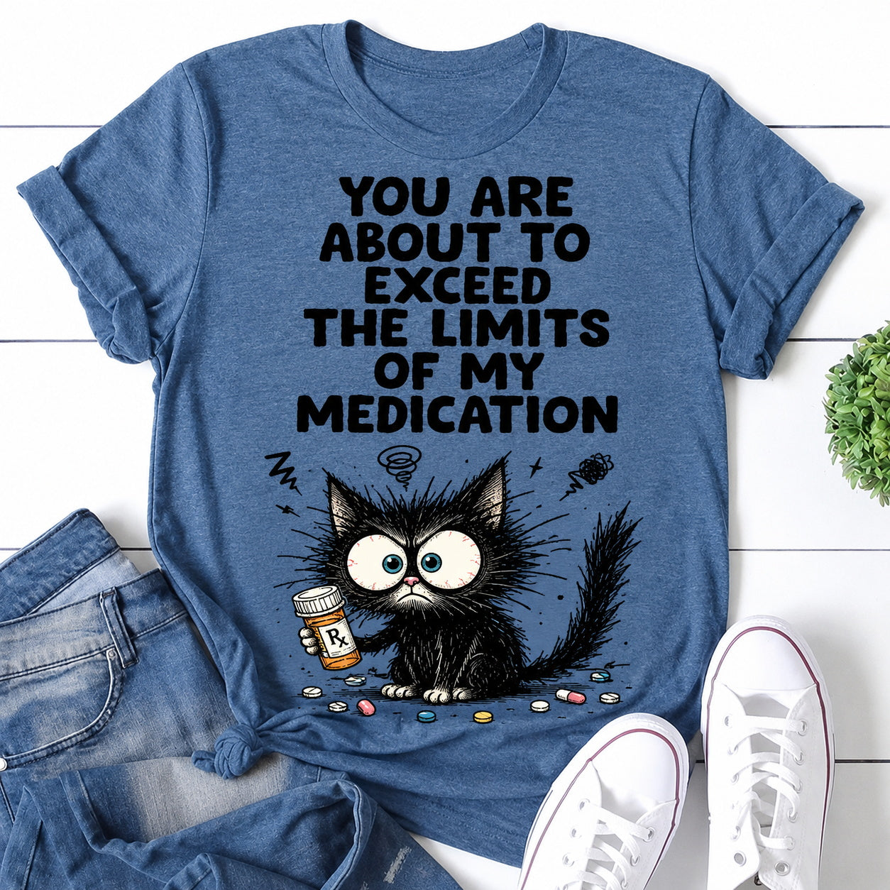 Exceed The Limits Cat Print Women Slogan T-Shirt