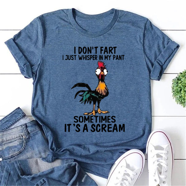 I Don't Fart I Just Whisper In My Pant Print Women Slogan Plus Size T-Shirt