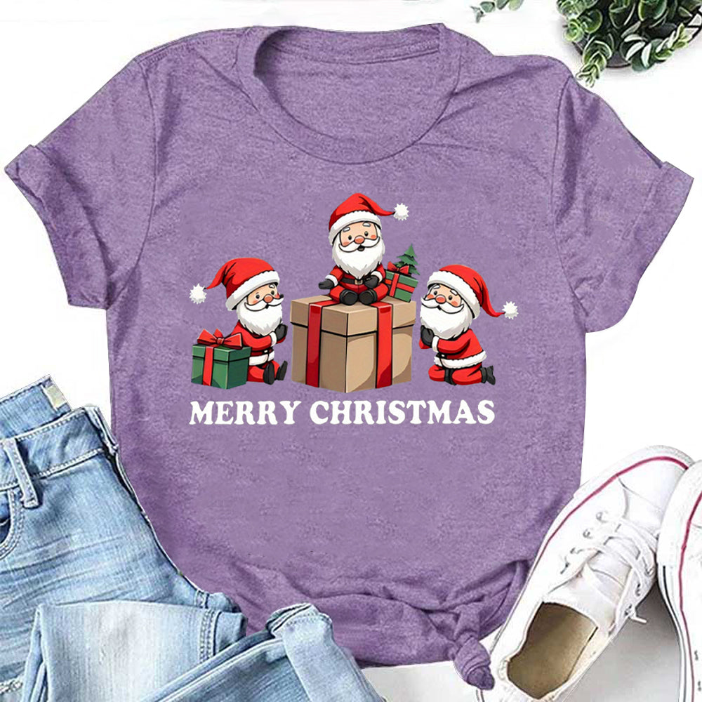Merry Christmas Letter Print Women Slogan T-Shirt