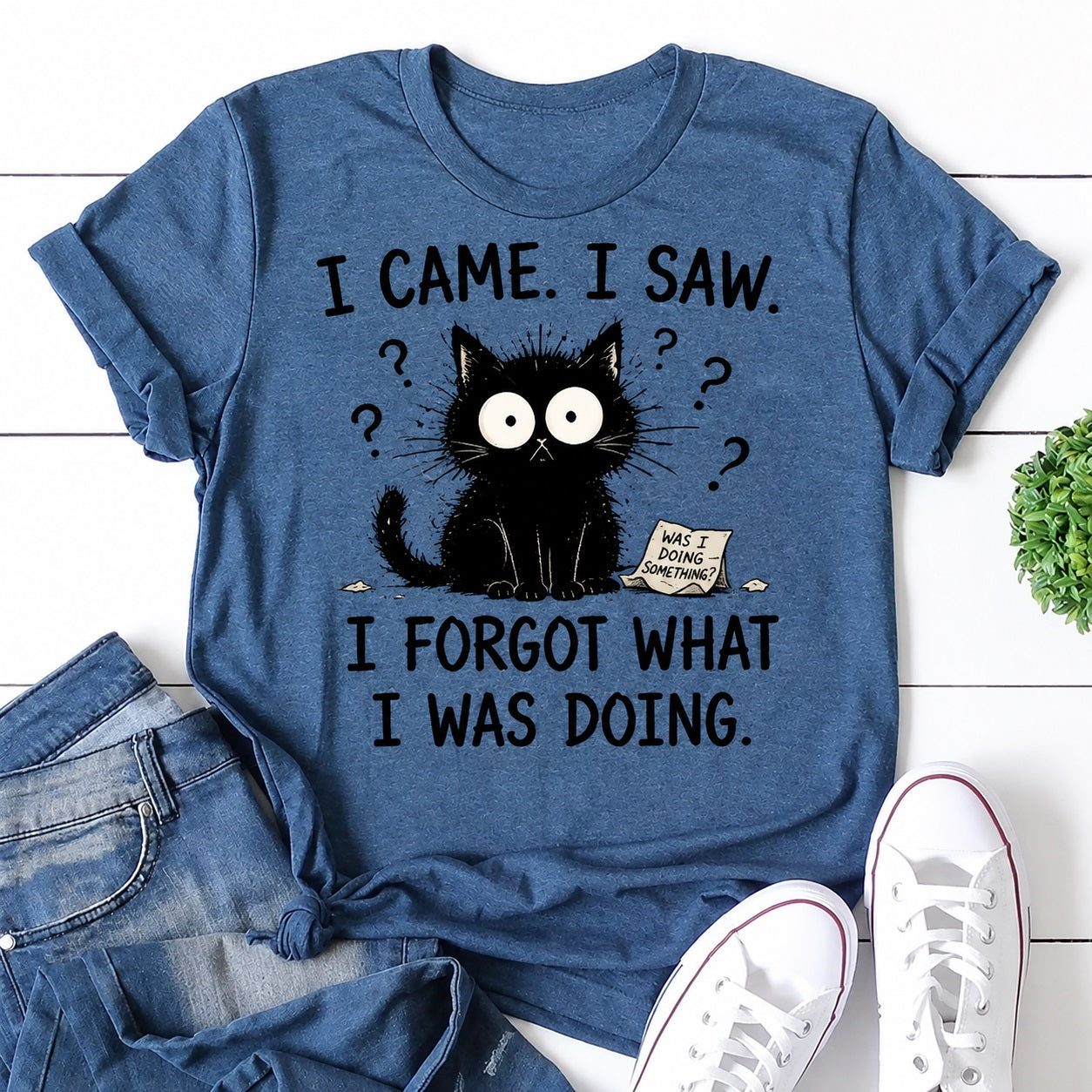 I Came I Saw Cat Print Women Slogan T-Shirt