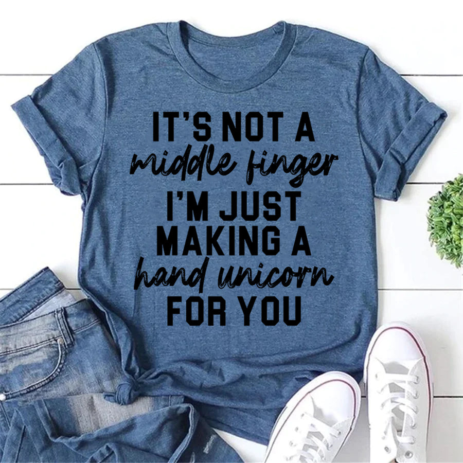 It's Not A Middle Finger Letter Print Women Slogan T-Shirt