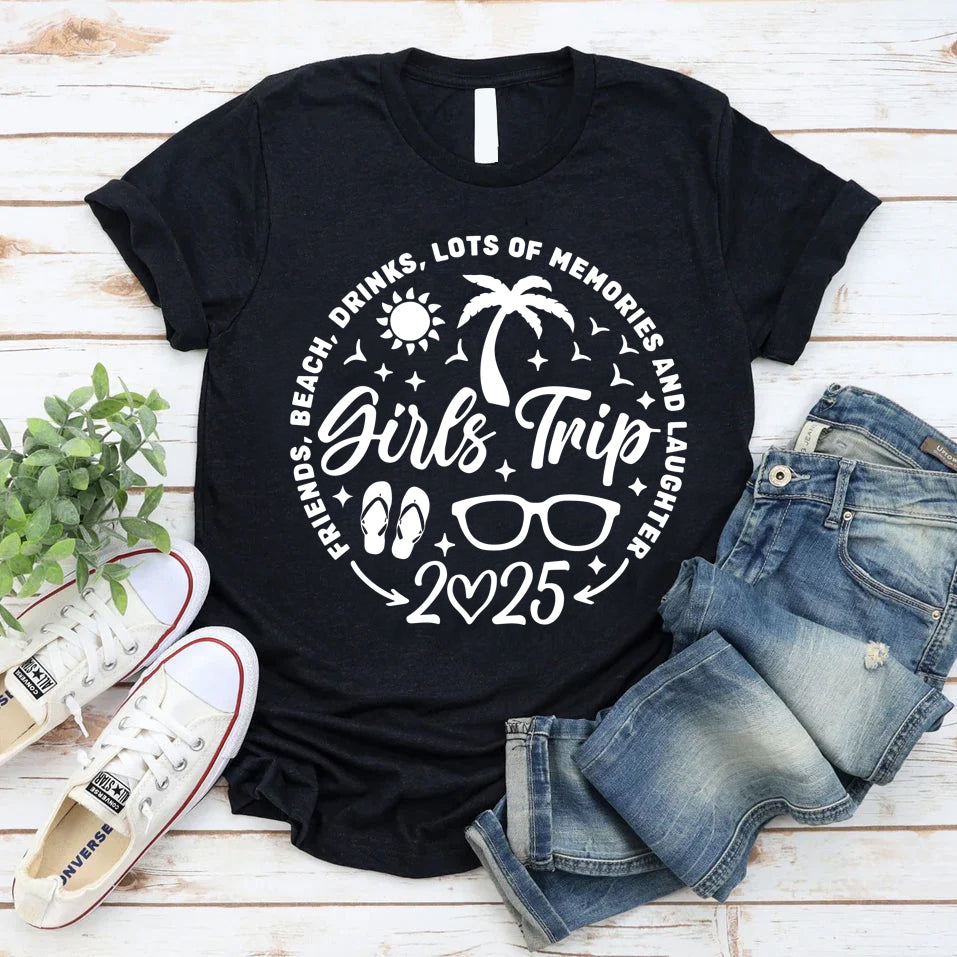 Girls Trip 2025 Printed Women Slogan T-Shirt