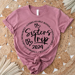 Sisters Trip 2024 T-shirt avec slogan imprimé lettre pour femme