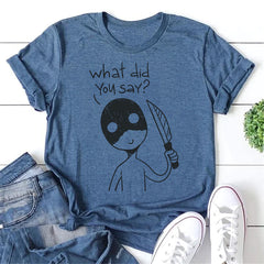 What Did You Say Letter Wolf Print Women Slogan T-Shirt