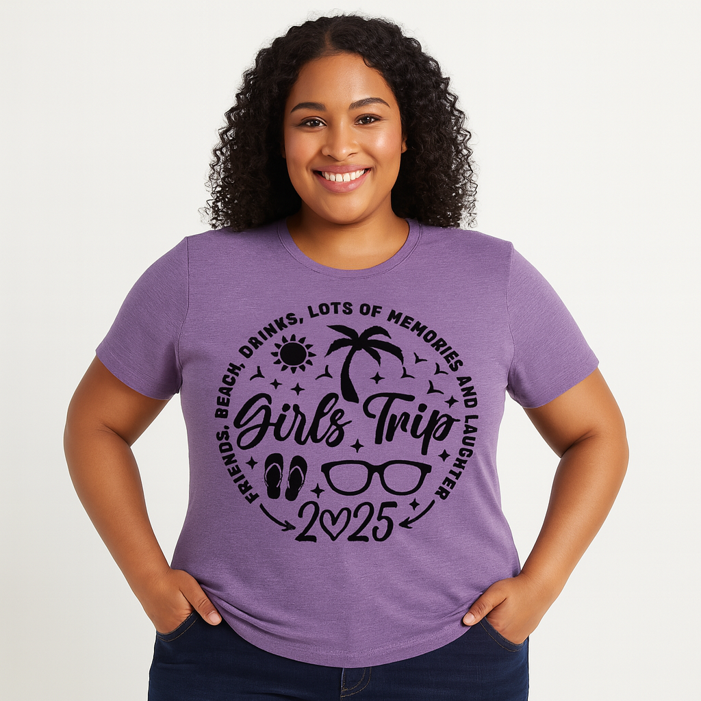 Girls Trip 2025 Printed Women Slogan Plus Size T-Shirt