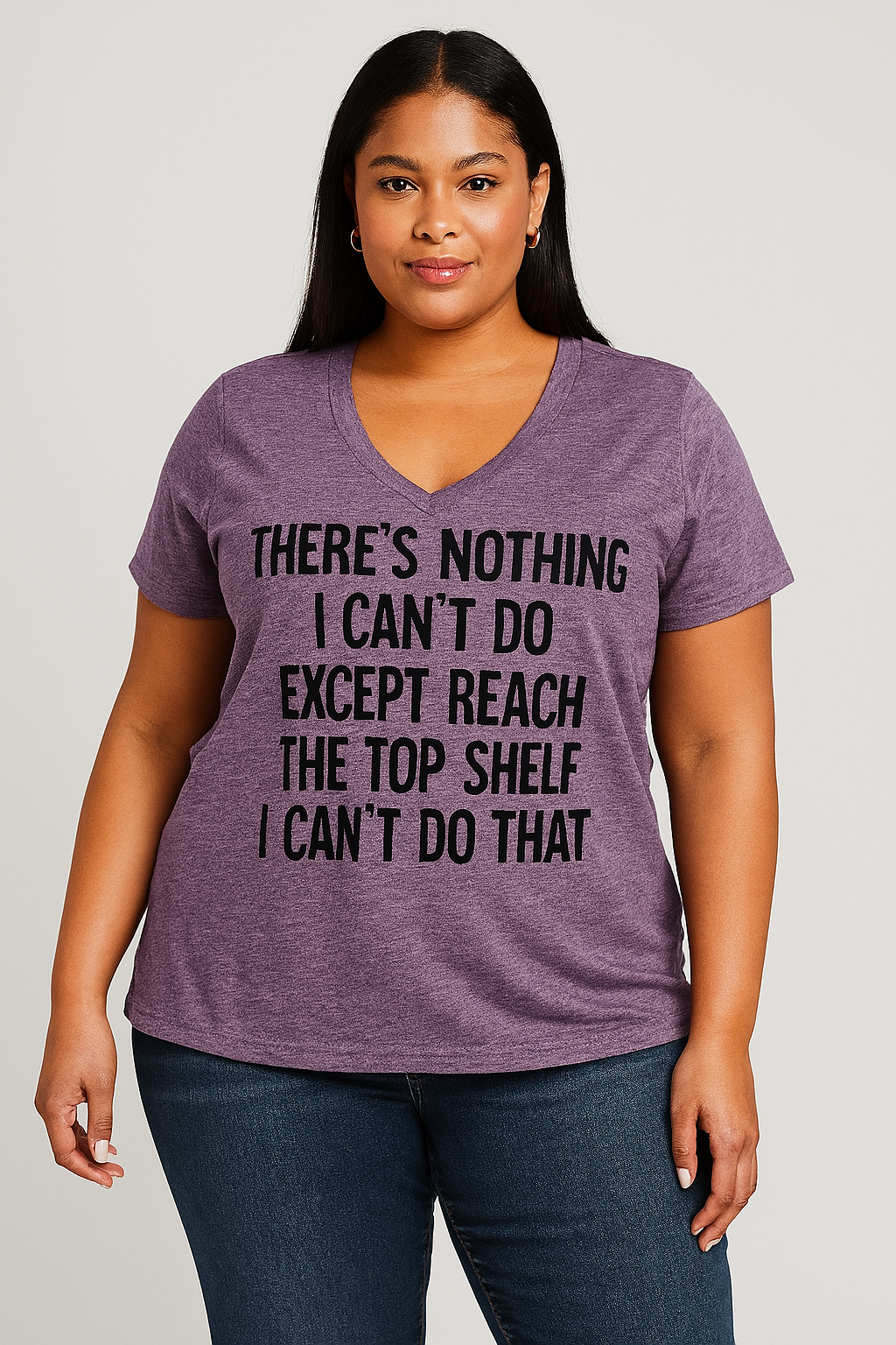There's Nothing I Can Do Print Women Slogan V neck Plus Size T-shirt