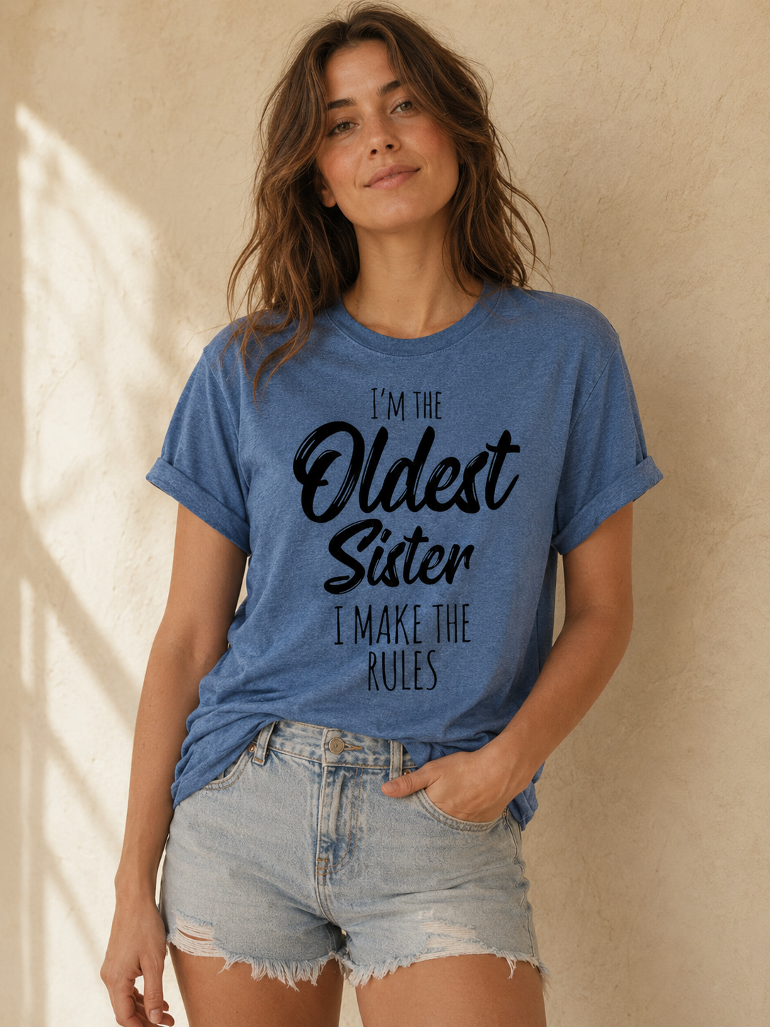 Je suis la sœur la plus âgée mode lettre impression femmes Slogan T-Shirt 