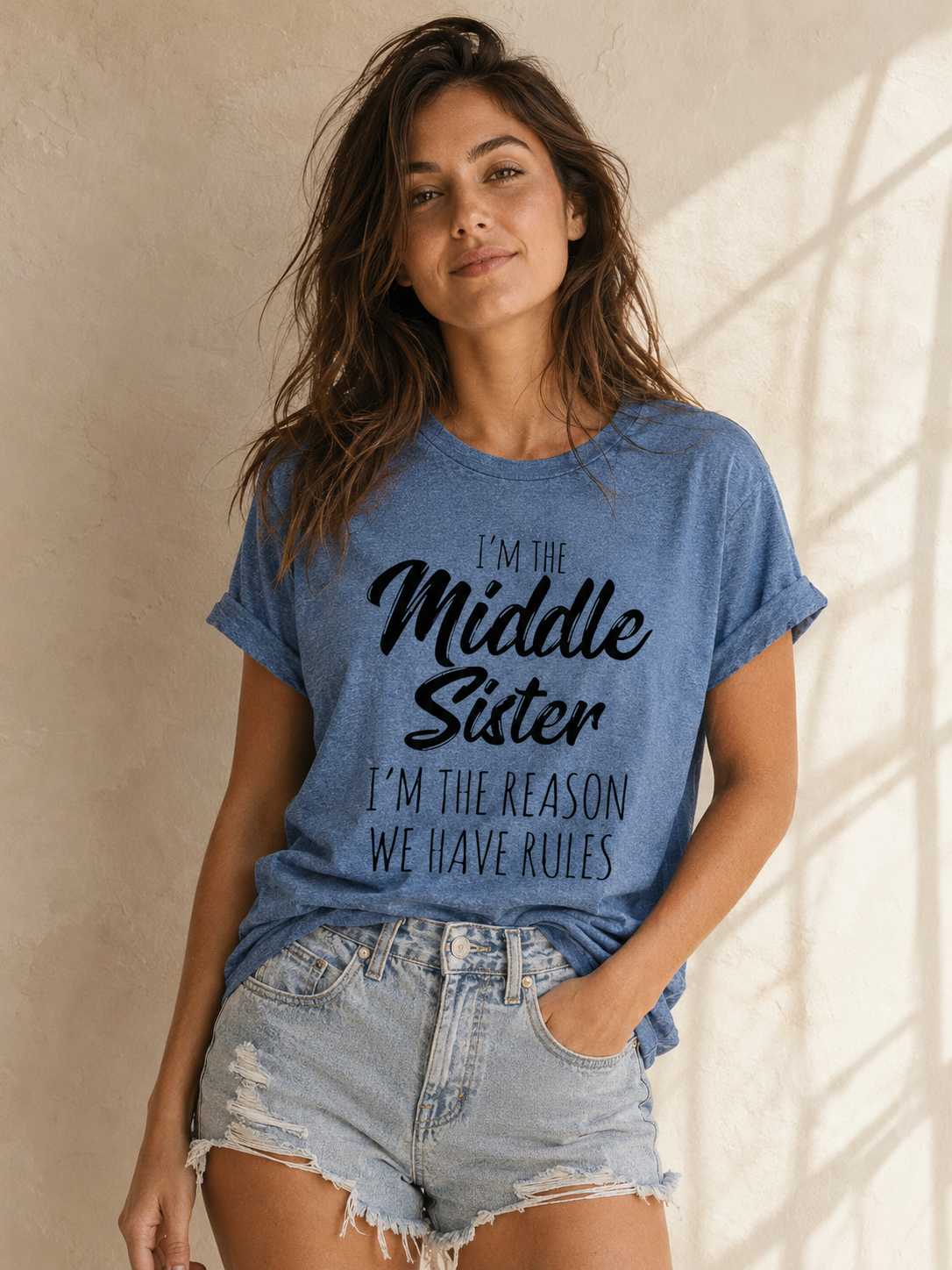 Je suis la sœur du milieu mode lettre impression femmes Slogan T-Shirt 