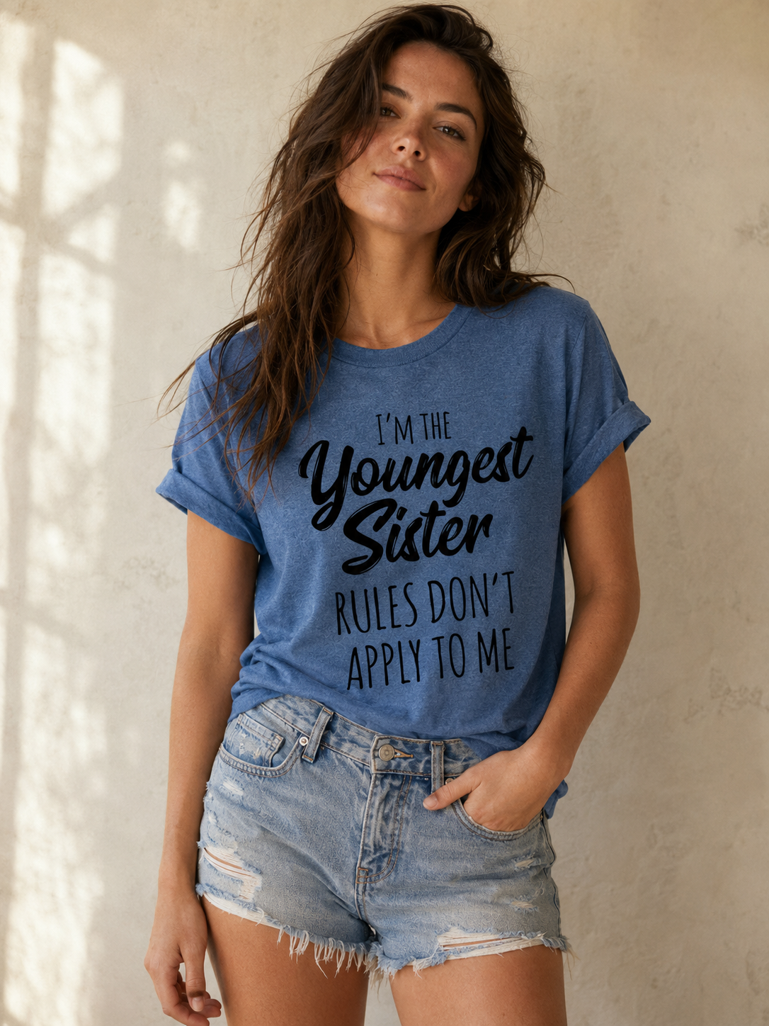 Je suis la plus jeune sœur mode lettre impression femmes Slogan T-Shirt 