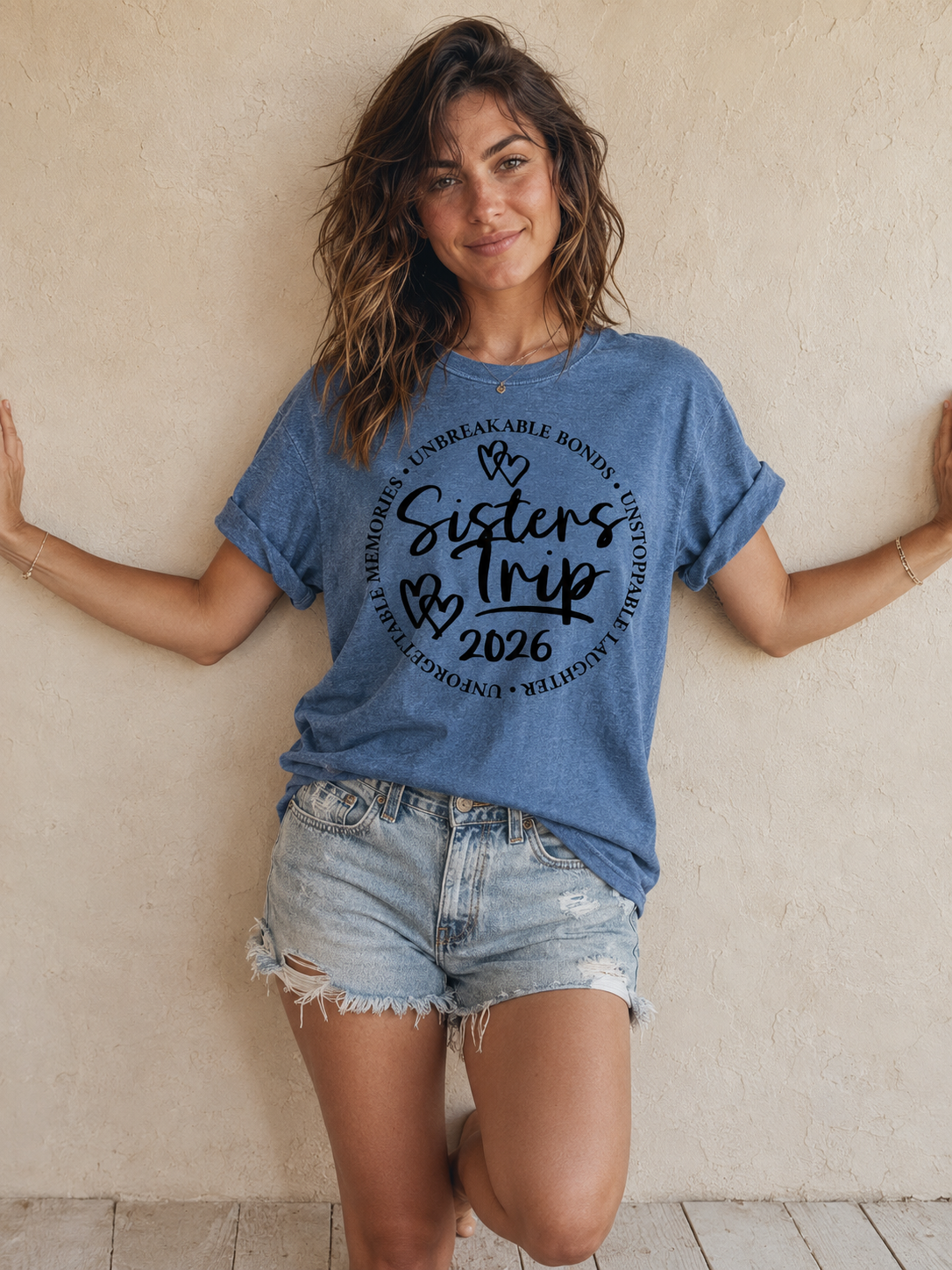 Sister's Trip 2026 Letter Print Women Slogan T-Shirt
