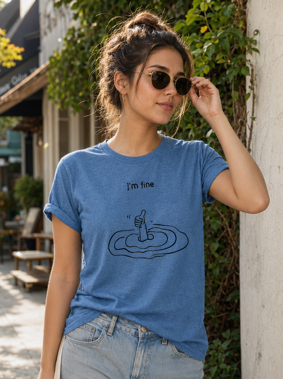 I'm Fine Letter Print Women Slogan T-Shirt