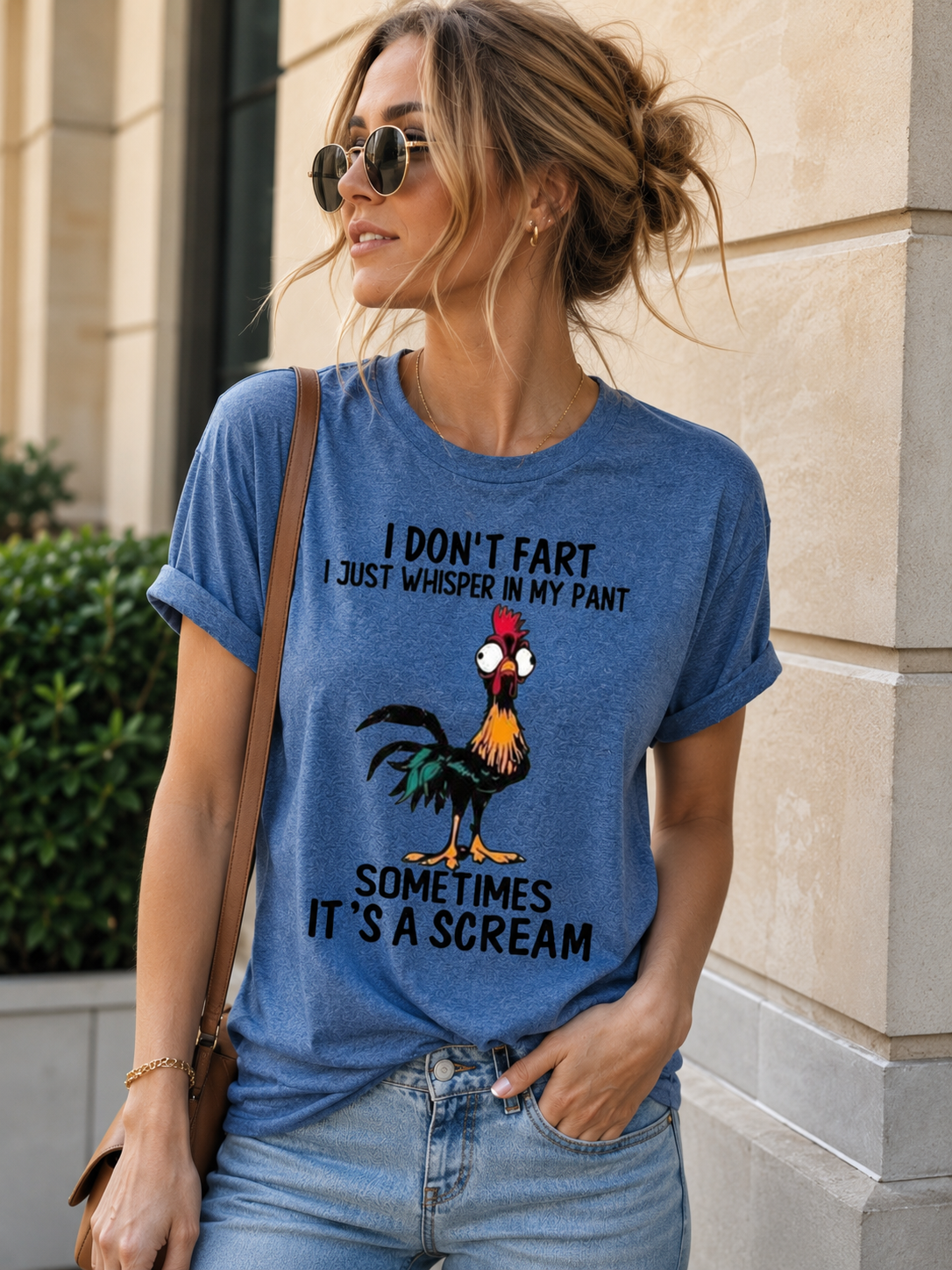 Je ne pète pas, je murmure juste dans mon pantalon, T-Shirt avec slogan imprimé pour femmes