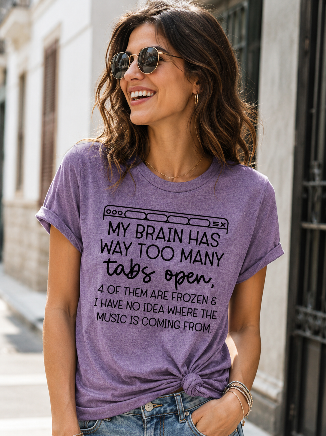 My Brain Has Way Too Many Tabs Open Letter Print Women Slogan T-Shirt