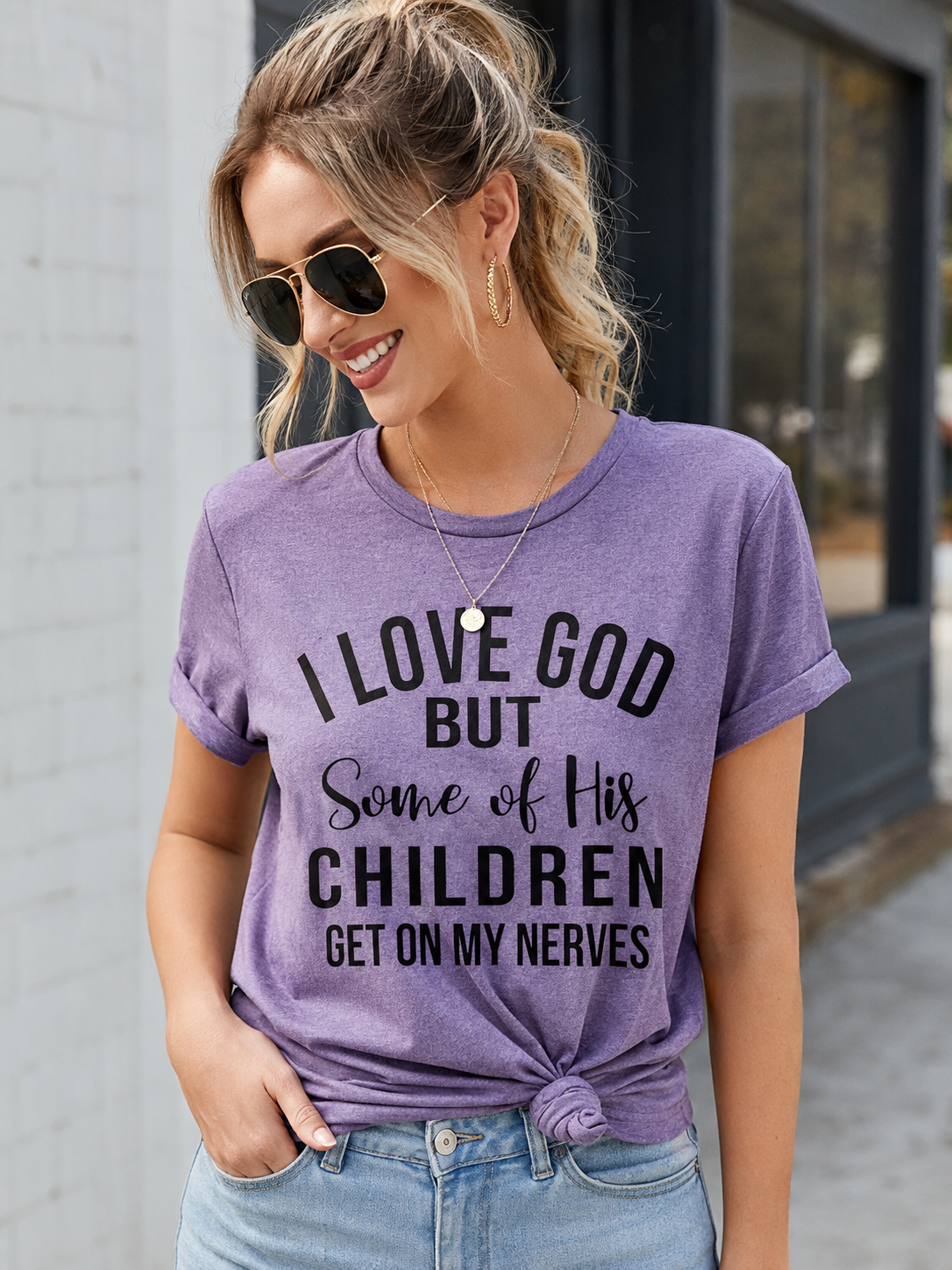 J'aime Dieu mais mode lettre impression femmes slogan T-Shirt 